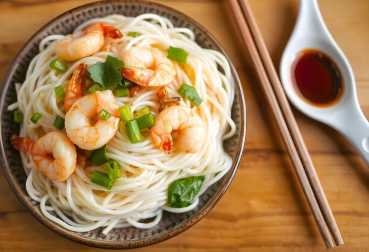 Delicious Rice Noodles with Shrimp and Vegetables